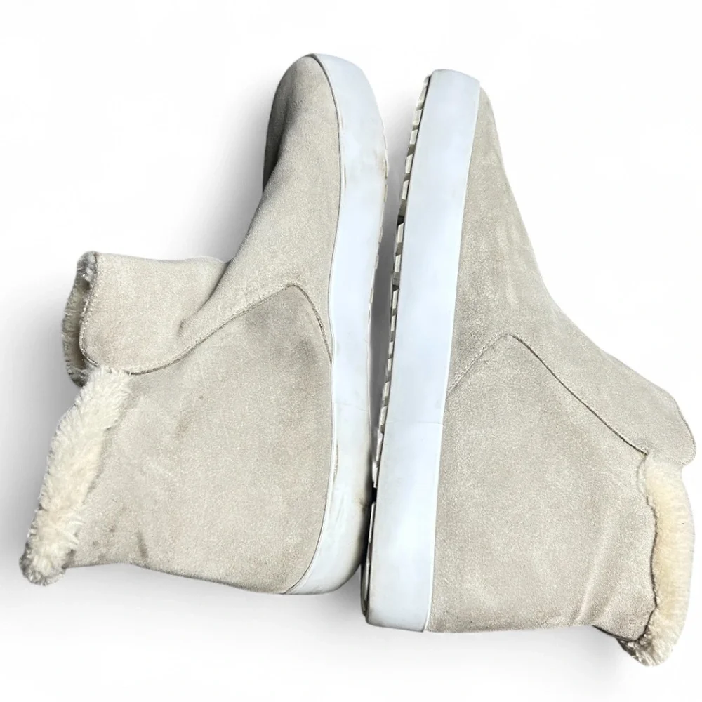 Rebecca Minkoff Shelly Sneaker Boot In Taupe Suede Shearling Lining Size 8.5M